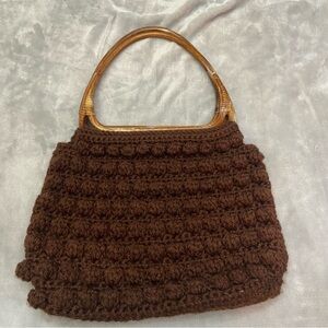 Vintage Rich Brown Crochet Shoulder Bag